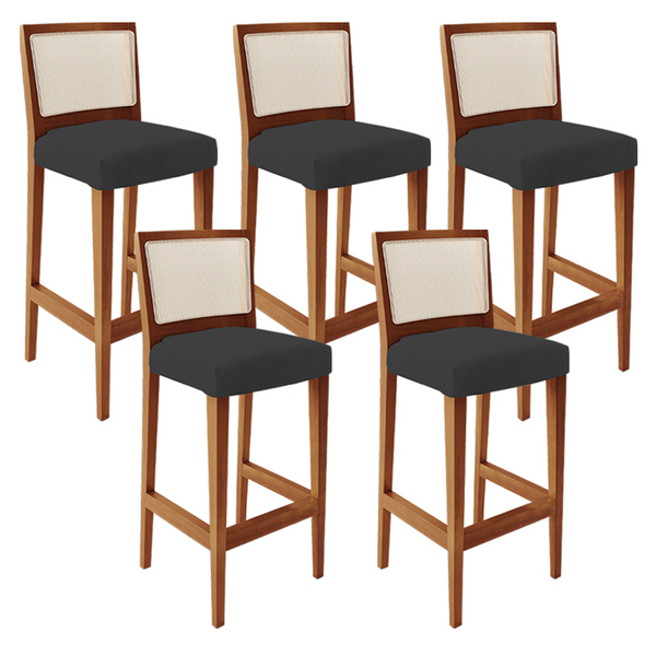 Kit 05 Banquetas Alta Para Cozinha Encosto Em Tela Branco Zio