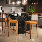 Kit 05 Banquetas Alta Para Cozinha Encosto Em Tela Branco Zio