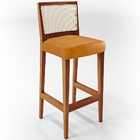 Kit 05 Banquetas Alta Para Cozinha Encosto Em Tela Branco Zio