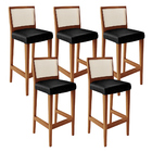 Kit 05 Banquetas Alta Para Cozinha Encosto Tela Branco Zion L