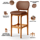 Kit 05 Banquetas Alta Para Cozinha Madeira Fixa Betta L02 Imb