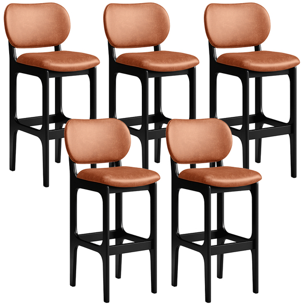 Kit 05 Banquetas Alta Para Cozinha Madeira Fixa Betta L02 Pre