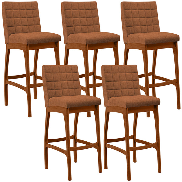 Kit 05 Banquetas Alta Para Cozinha Sala De Jantar Fixa Mila L