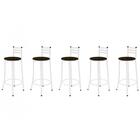 Kit 05 Banquetas Altas Com Encosto 86 Cm Branco - Marcheli -