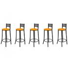 Kit 05 Banquetas Altas Com Encosto 86 Cm Preto - Marcheli - P