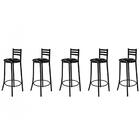 Kit 05 Banquetas Altas Com Encosto 86 Cm Preto - Marcheli - P