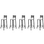 Kit 05 Banquetas Altas Com Encosto 86 Cm Preto - Marcheli - P