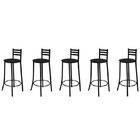 Kit 05 Banquetas Altas Com Encosto 86 Cm Preto - Marcheli - P