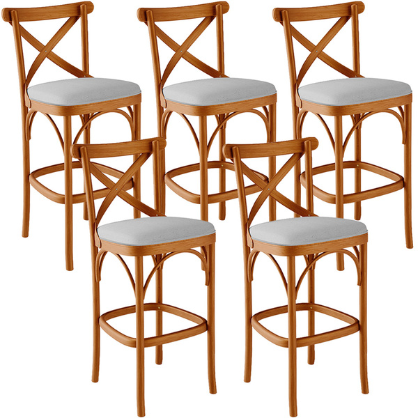 Kit 05 Banquetas Altas Cozinha Bancada Bar Sala De Jantar Est