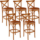 Kit 05 Banquetas Altas Cozinha Bancada Bar Sala Jantar Estofa