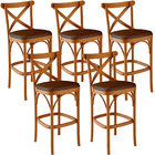 Kit 05 Banquetas Altas Cozinha Bancada Bar Sala Jantar Estofa