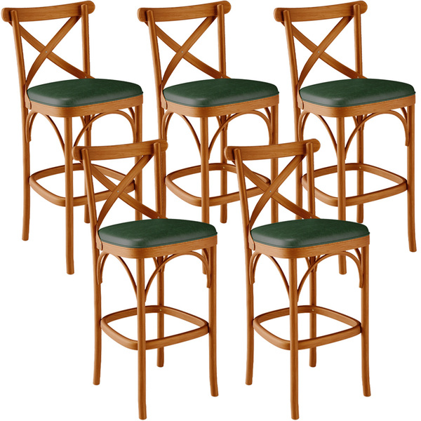 Kit 05 Banquetas Altas Cozinha Bancada Sala Jantar Estofada Á