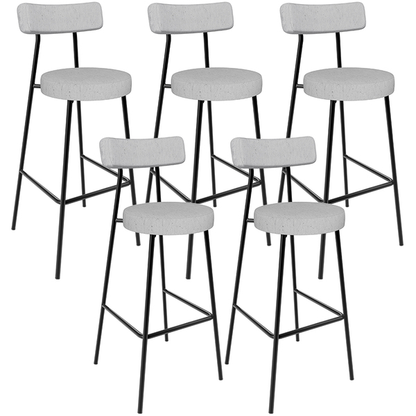 Kit 05 Banquetas Altas Cozinha Bar Sala De Jantar Em Aço Milã