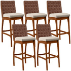 Kit 05 Banquetas Altas Cozinha Sala De Jantar Fixa Mila L02 C