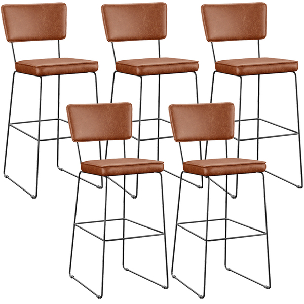 Kit 05 Banquetas Altas Cozinha Sala Jantar Base Em Aço Fixa A