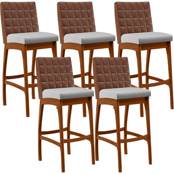 Kit 05 Banquetas Altas Cozinha Sala Jantar Fixa Mila L02 Cour