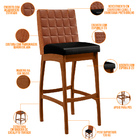 Kit 05 Banquetas Altas Cozinha Sala Jantar Fixa Mila L02 Cour