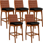 Kit 05 Banquetas Altas Cozinha Sala Jantar Fixa Mila L02 Cour