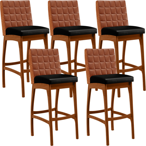 Kit 05 Banquetas Altas Cozinha Sala Jantar Fixa Mila L02 Cour