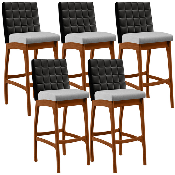 Kit 05 Banquetas Altas Cozinha Sala Jantar Fixa Mila L02 Cour