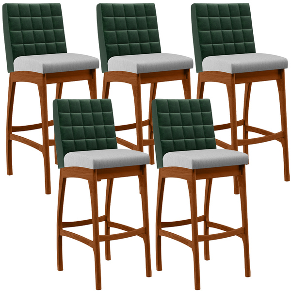 Kit 05 Banquetas Altas Cozinha Sala Jantar Fixa Mila L02 Fact