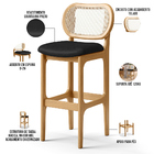 Kit 05 Banquetas Altas Para Cozinha Bancada Sala Tela Betta F