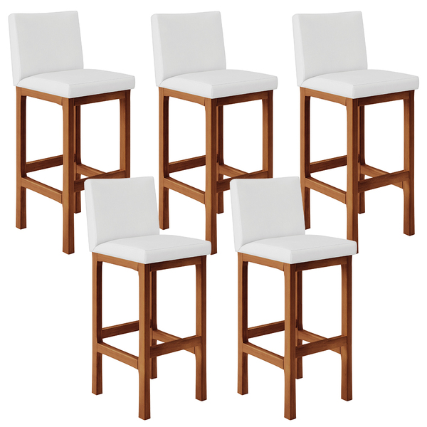 Kit 05 Banquetas Altas Para Cozinha Sala De Jantar Fixa Alya