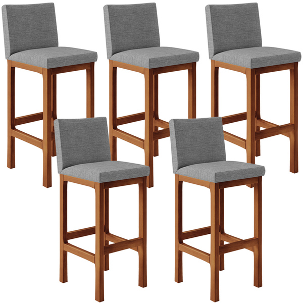 Kit 05 Banquetas Altas Para Cozinha Sala De Jantar Fixa Alya