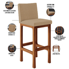 Kit 05 Banquetas Altas Para Cozinha Sala De Jantar Fixa Alya