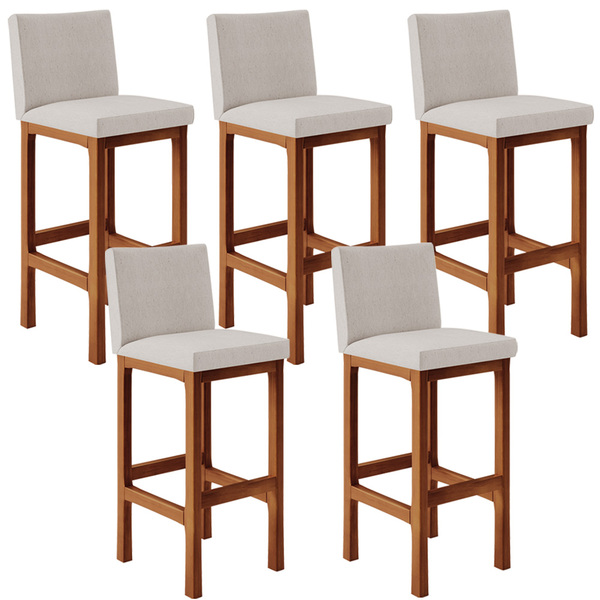 Kit 05 Banquetas Altas Para Cozinha Sala De Jantar Fixa Alya