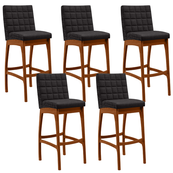 Kit 05 Banquetas Altas Para Cozinha Sala De Jantar Fixa Mila