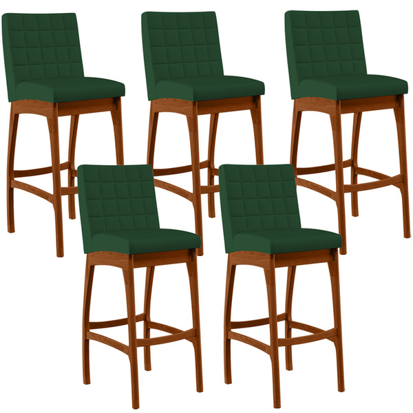 Kit 05 Banquetas Altas Para Cozinha Sala De Jantar Fixa Mila