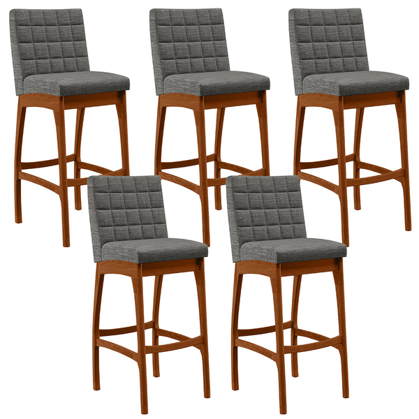 Kit 05 Banquetas Altas Para Cozinha Sala De Jantar Fixa Mila