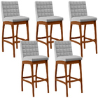 Kit 05 Banquetas Altas Para Cozinha Sala De Jantar Fixa Mila