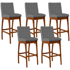 Kit 05 Banquetas Altas Para Cozinha Sala De Jantar Fixa Mila