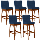 Kit 05 Banquetas Altas Para Cozinha Sala De Jantar Fixa Mila