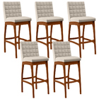 Kit 05 Banquetas Altas Para Cozinha Sala De Jantar Fixa Mila