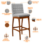 Kit 05 Banquetas Altas Para Cozinha Sala De Jantar Fixa Mila