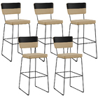 Kit 05 Banquetas Altas Sala De Jantar Allana L02 Faixa Facto