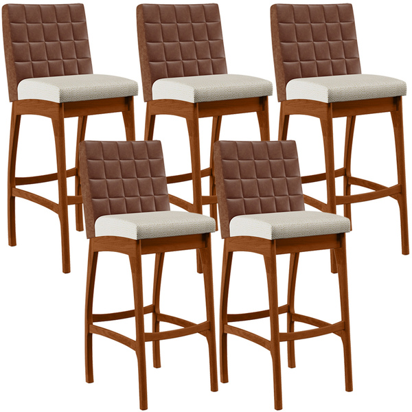 Kit 05 Banquetas Altas Sala De Jantar Fixa Mila L02 Couríssim