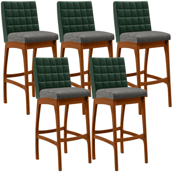 Kit 05 Banquetas Altas Sala Jantar Fixa Mila L02 Facto Verde