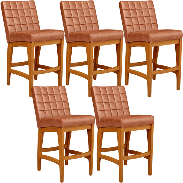 Kit 05 Banquetas Baixa Cozinha Bancada Bar Sala Jantar Fixa M