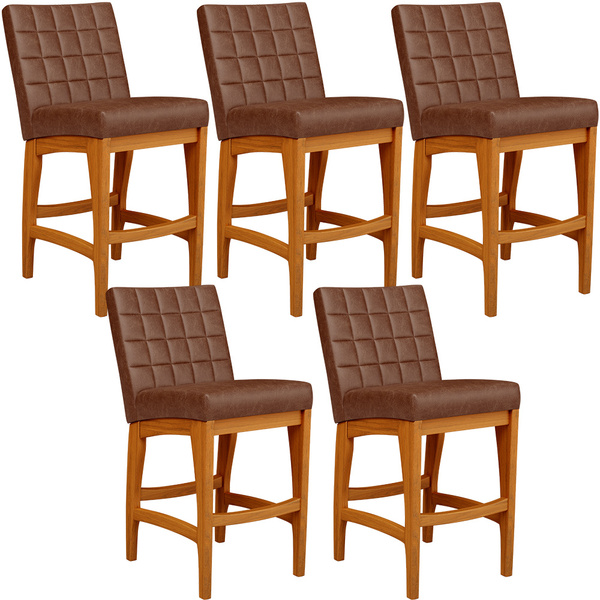 Kit 05 Banquetas Baixa Cozinha Bancada Bar Sala Jantar Fixa M