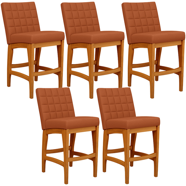 Kit 05 Banquetas Baixa Cozinha Bancada Bar Sala Jantar Fixa M