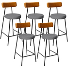 Kit 05 Banquetas Baixa Cozinha Jantar Milão L02 Couríssimo Wh