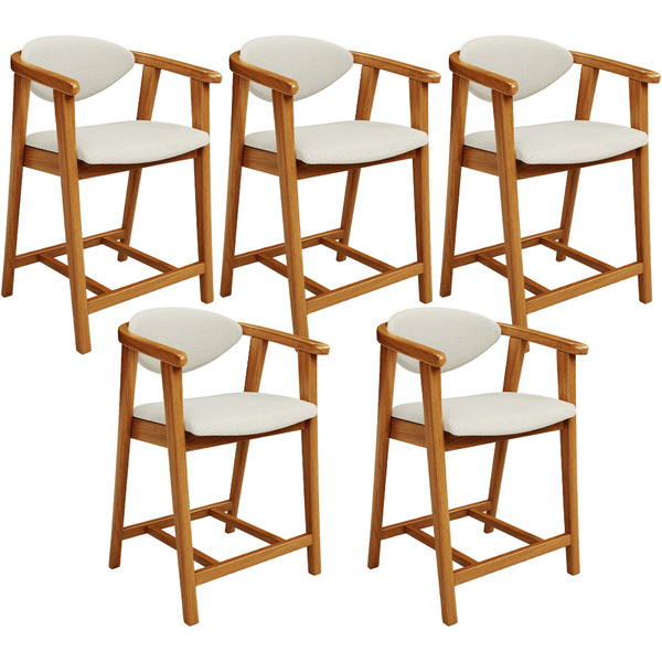 Kit 05 Banquetas Baixa Cozinha Sala De Jantar Bancada Cecília