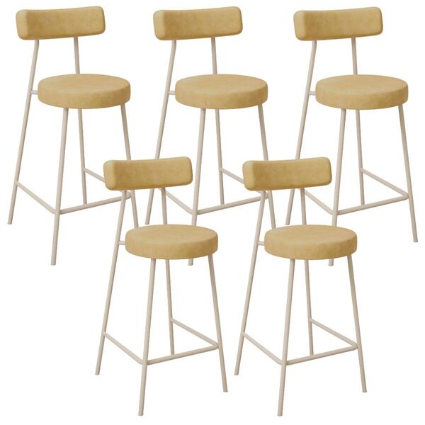 Kit 05 Banquetas Baixa Cozinha Sala Jantar Bancada Milão Aren