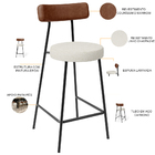 Kit 05 Banquetas Baixa Cozinha Sala Jantar Milão L02 Couríssi