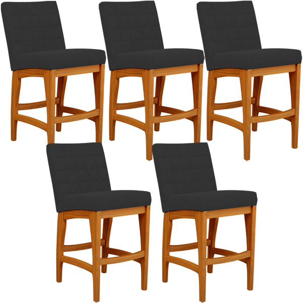 Kit 05 Banquetas Baixa Para Cozinha Bancada Bar Sala Jantar F