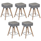 Kit 05 Banquetas Baixas Decorativas Rio 50x32cm Com Pés Palit